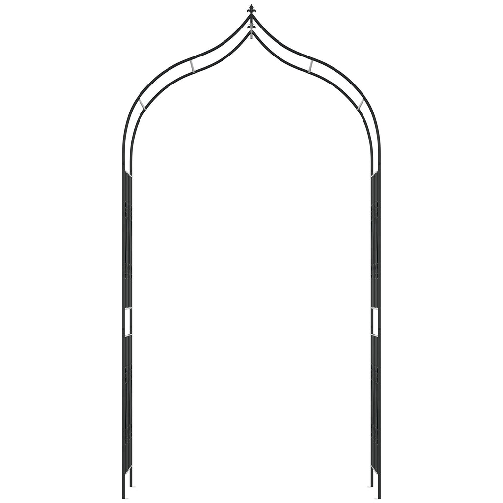 8.7FT Garden Arch Trellis, Outdoor Wedding Arbor for Ceremony with Scrollwork Design for Climbing Roses, Vines and Plants