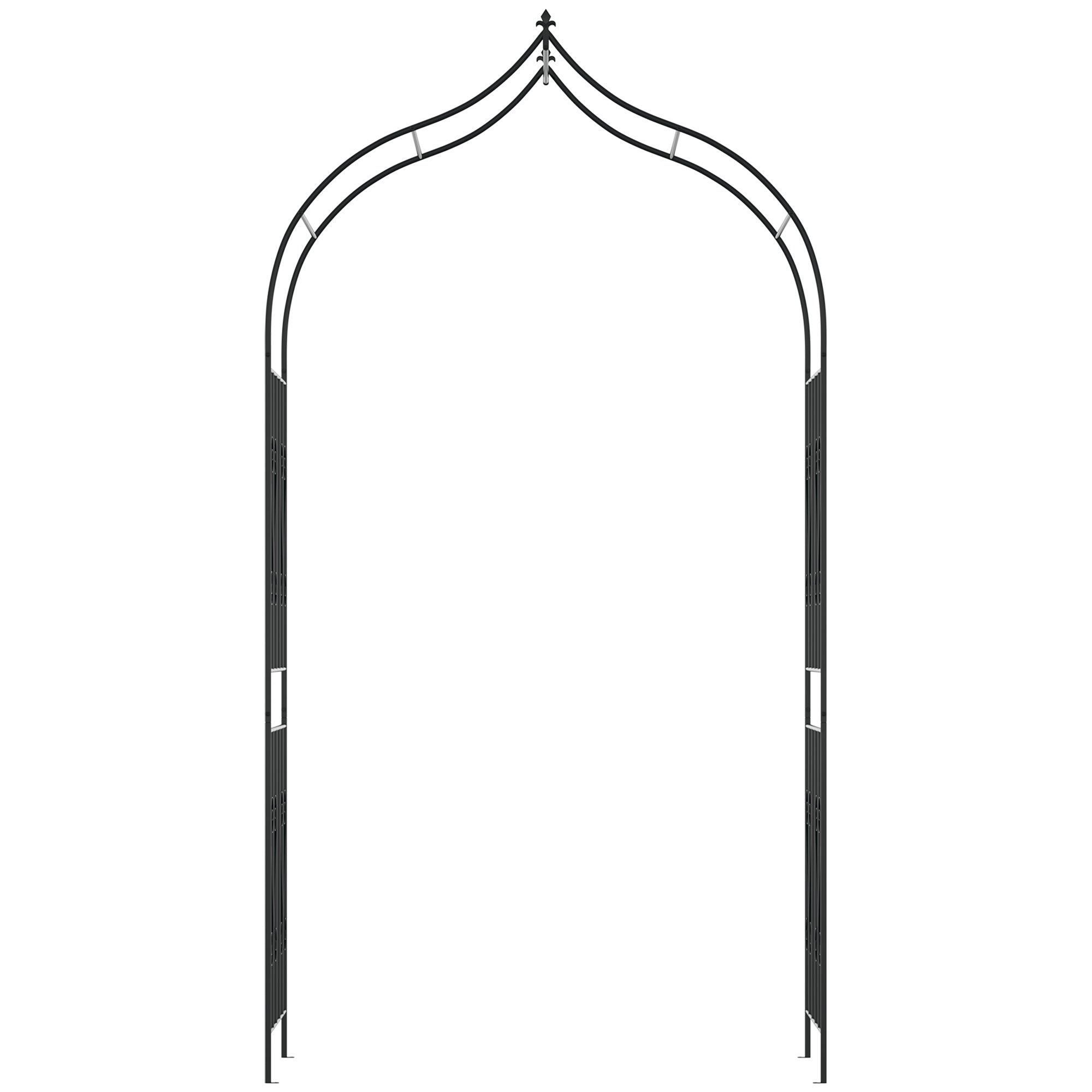 8.7FT Garden Arch Trellis, Outdoor Wedding Arbor for Ceremony with Scrollwork Design for Climbing Roses, Vines and Plants
