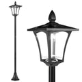 63" Single Solar Lamp Post, 40 Lumens Garden Solar-Powered LED Streetlight Style Outdoor Light Waterproof 5-6 Hours with Base for Lawn Pathway Walkway, Black