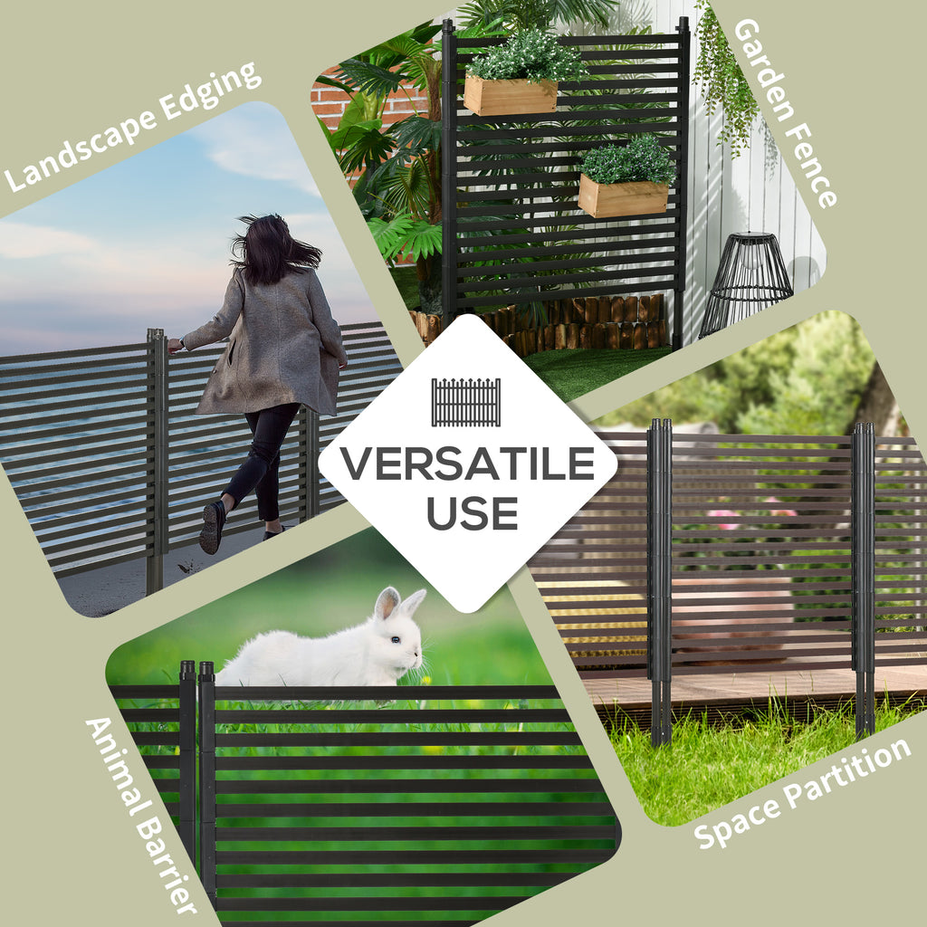 4 FT Outdoor Privacy Screen with 2 Standing Ways for Hard & Soft Ground, Decorative Outdoor Divider, Metal Animal Barrier for Garden, Backyard, Deck, Brown