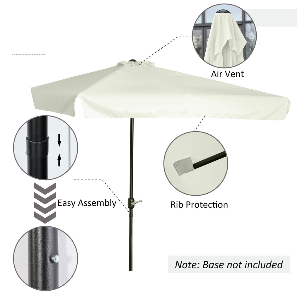 7.5ft Half Umbrella Semi Patio Parasol with Crank Handle, Top Vent for Garden, Balcony- NO BASE INCLUDED, Cream
