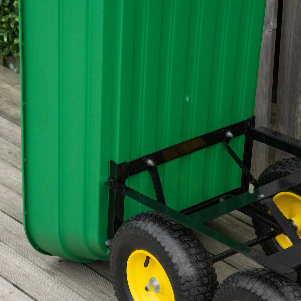 Garden Dump Cart Heavy Duty 440lbs Wagon with Steel Frame and 12" Pneumatic Tires, Green