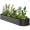 7.9 x 2 x 1ft Galvanized Raised Garden Bed Kit, Metal Planter Box with Safety Edging, Black