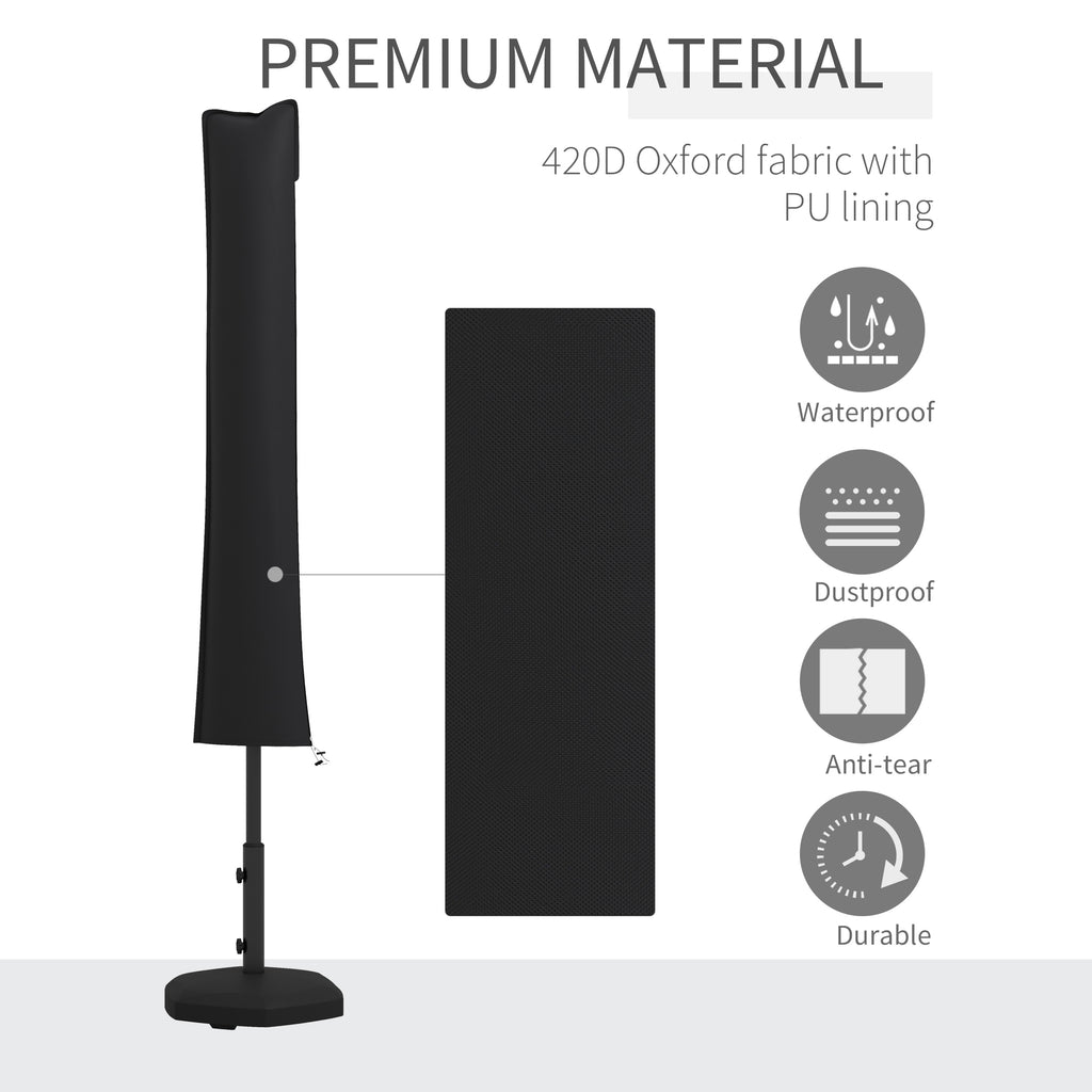 Parasol Cover, Patio Cantilever Cover, Banana Umbrella Cover with Zipper, Black