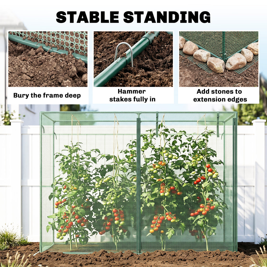 6.5 x 3.3ft Crop Cage, Garden Plant Protector with Single Zippered Door, Storage Bag and Ground Stakes, Green