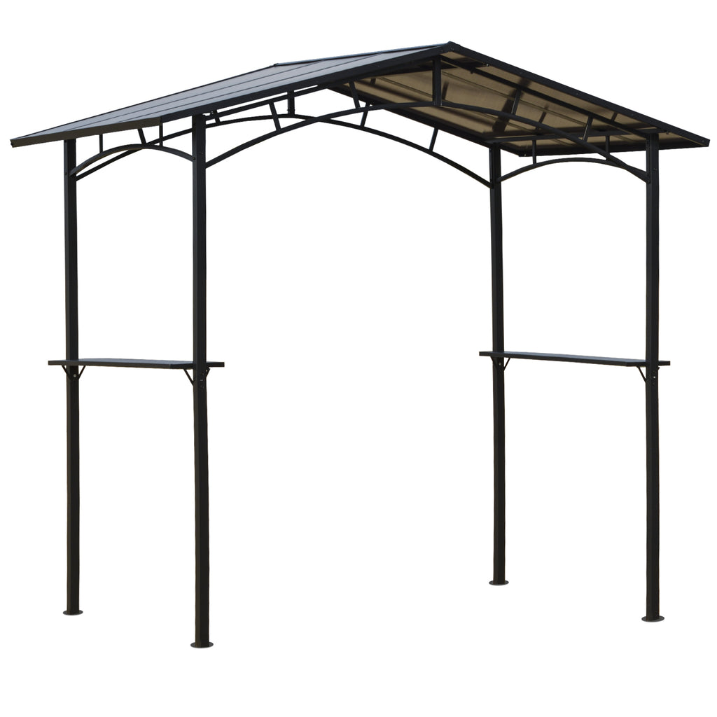 8' x 5' Hardtop Grill Gazebo Aluminium BBQ Canopy Gazebo Outdoor Canopy with Side Shelves