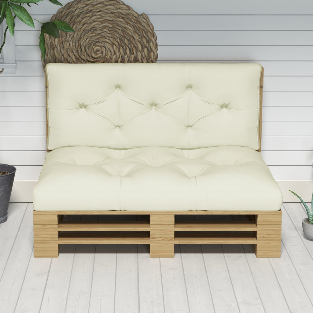 2 Seater 5" Thick Outdoor Seat Cushions with Back Cushion for Pallet, Loveseat Outdoor Furniture Cushions, Cream White