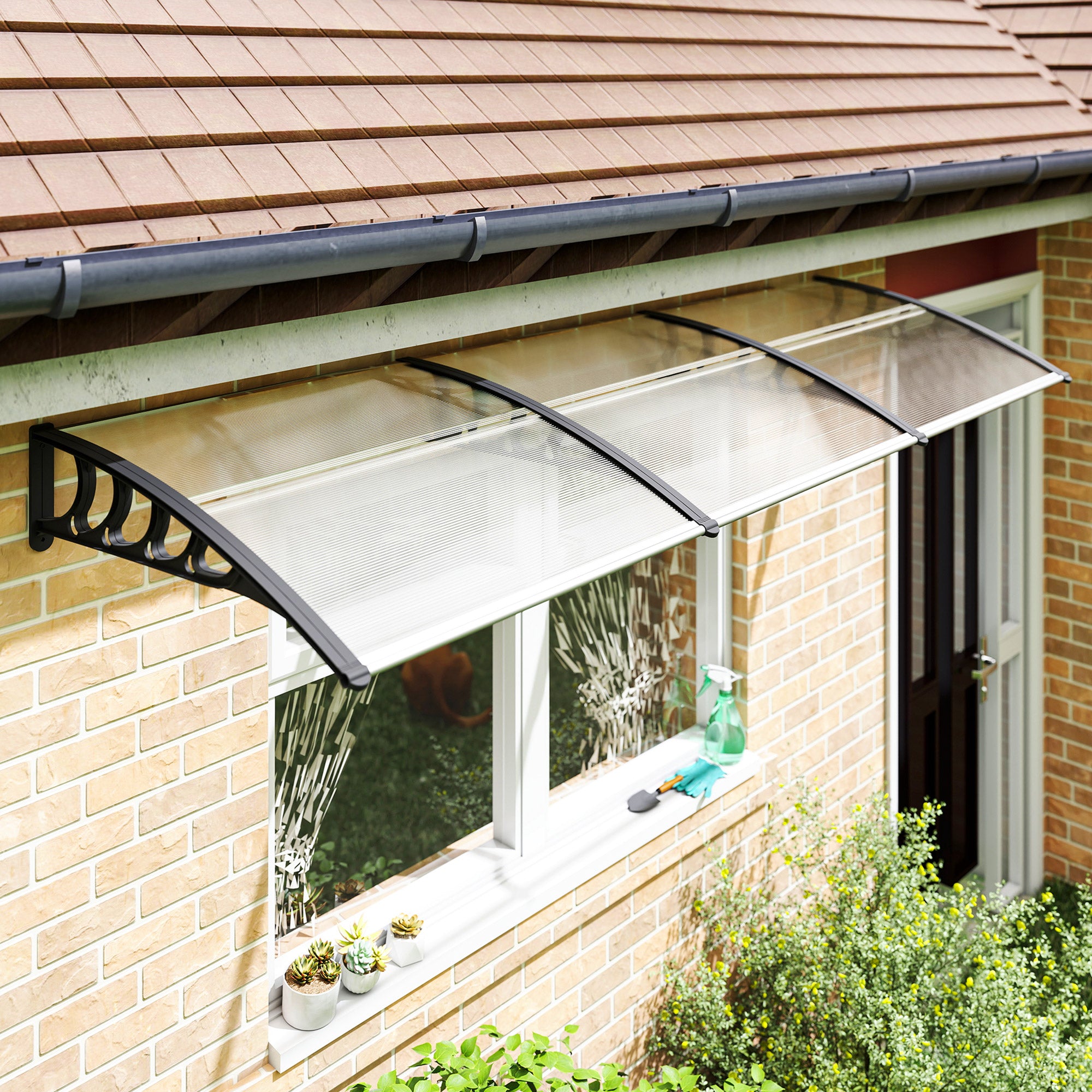 Awning Door Canopy, 120" x 40", Polycarbonate Front Door Outdoor Patio Cover for UV Protection, Clear
