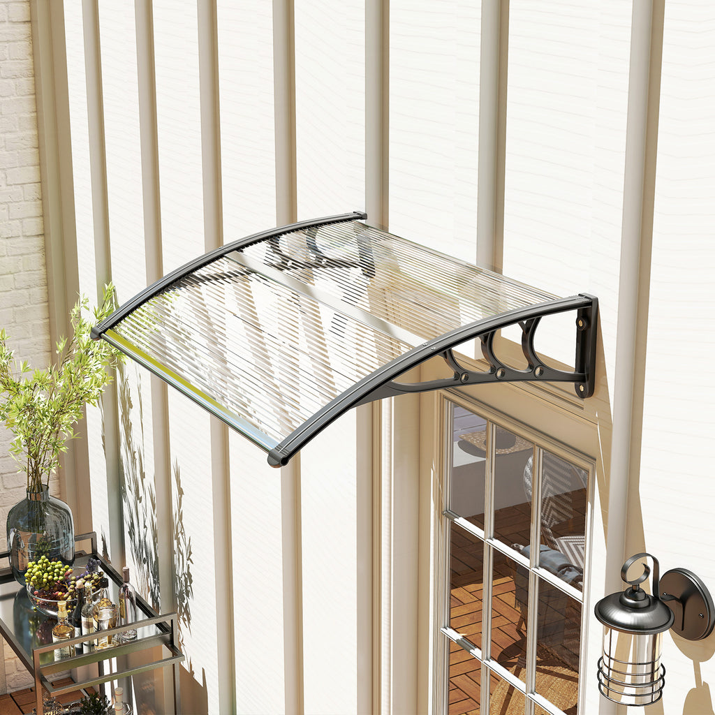 Window Awning Door Canopy, Polycarbonate Cover Patio Awnings, 47" x 30", White