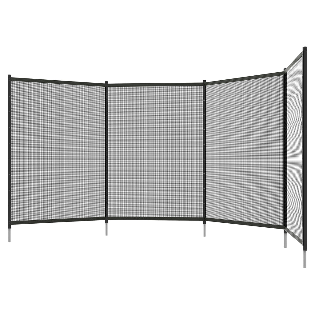 4-Panel Swimming Pool Fence, Aluminium Rustproof Pool Fencing, 4' x 12', Black