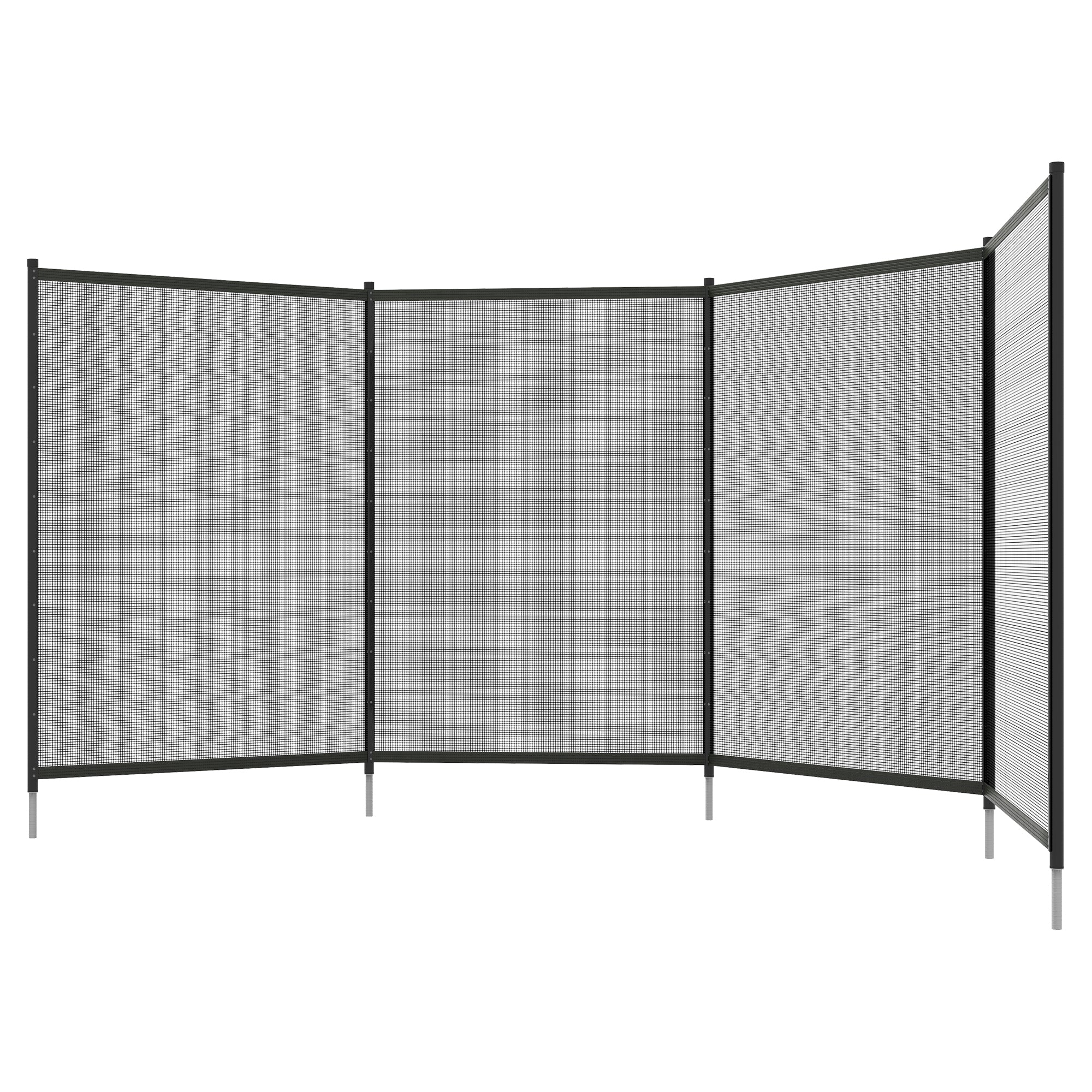 4-Panel Swimming Pool Fence, Aluminium Rustproof Pool Fencing, 4' x 12', Black