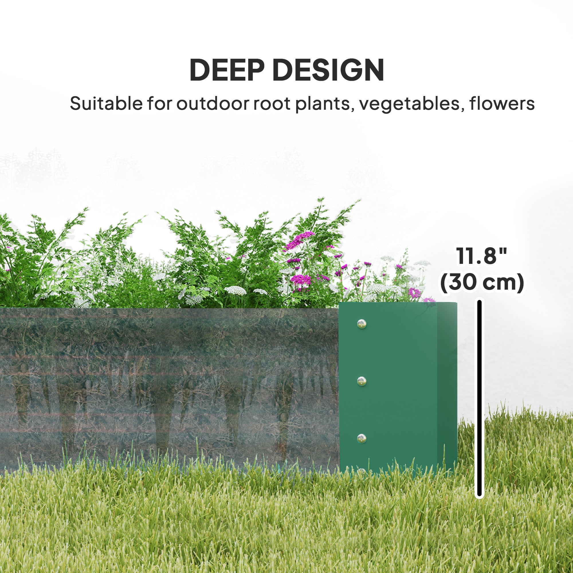 6 x 3 x 1ft Galvanized Raised Garden Bed, Reinforced Outdoor Planter Box with Open Bottom, Green