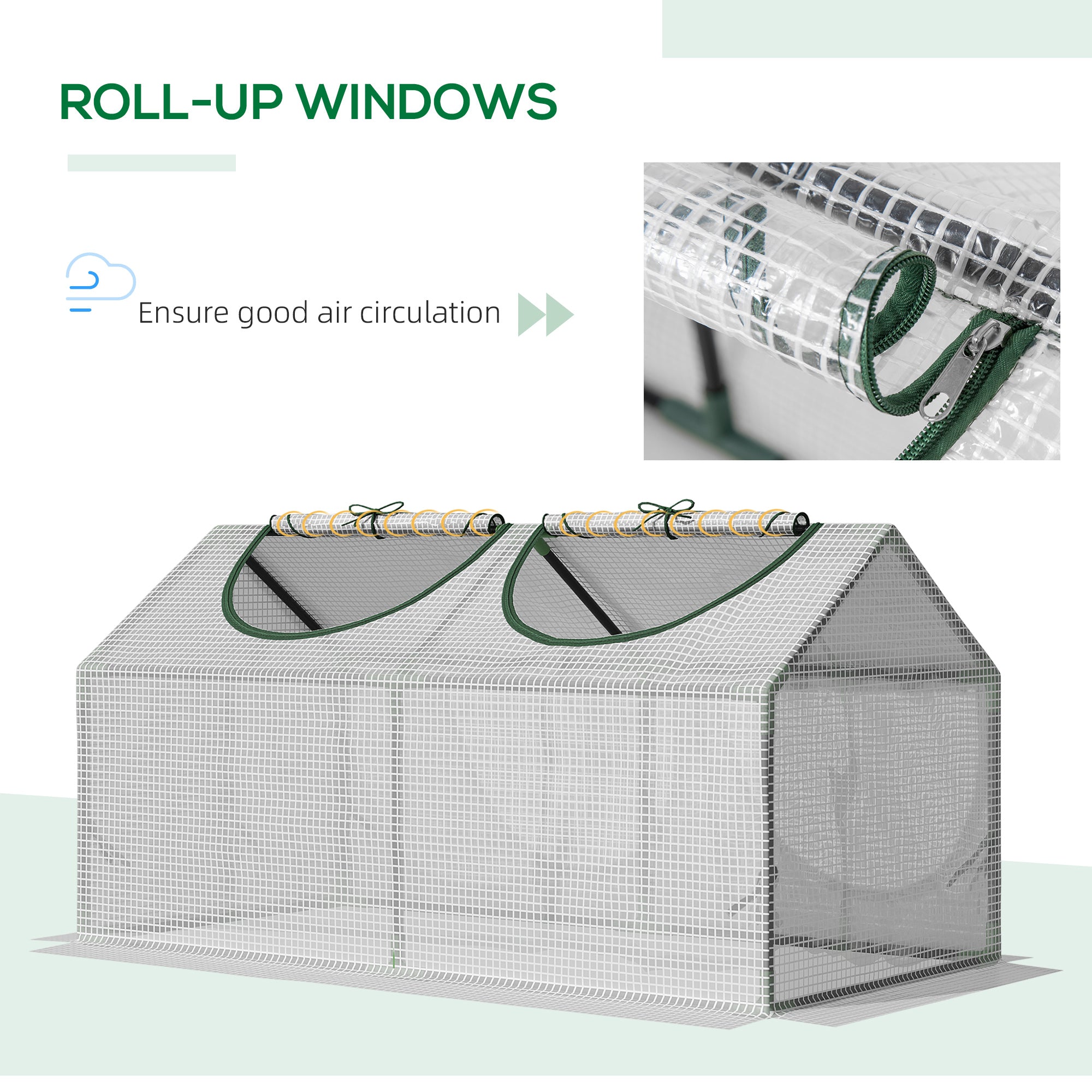 47" x 24" x 24" Portable Mini Tunnel Greenhouse Garden Planting Outdoor Flower Warm House Box with 2 Windows Steel Frame PE Cover, White