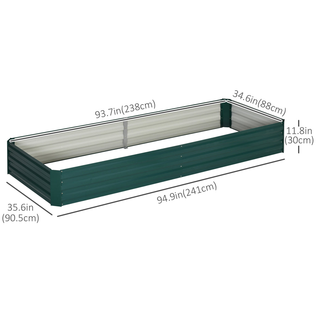 95" x 36" x 12" Galvanized Raised Garden Bed, Metal Elevated Planter Box for Growing Flowers, Herbs, Succulents, Green
