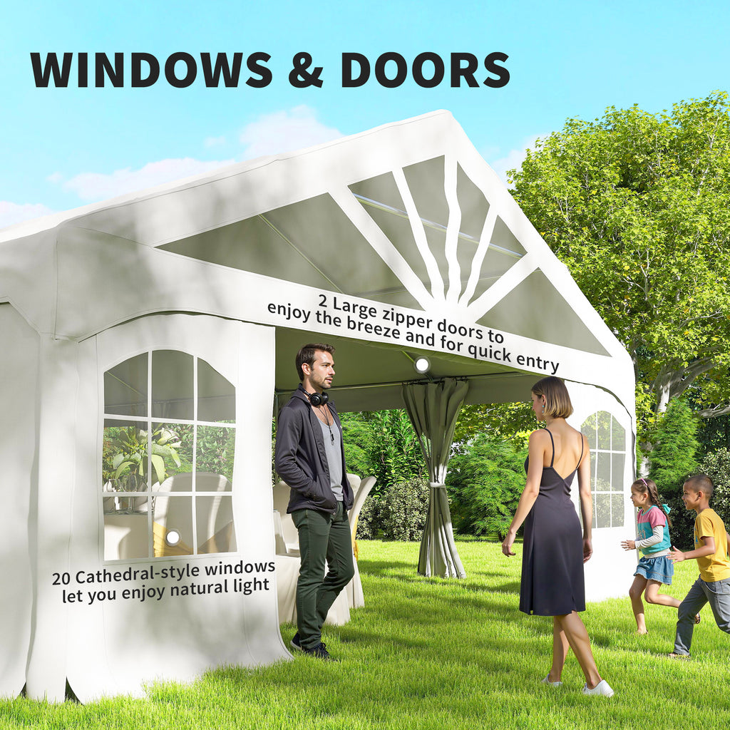 Heavy Duty Party Tent, 20' x 40' Large Sun Shade Canopy Tent for Parties, Wedding, Events, BBQ Grill, White