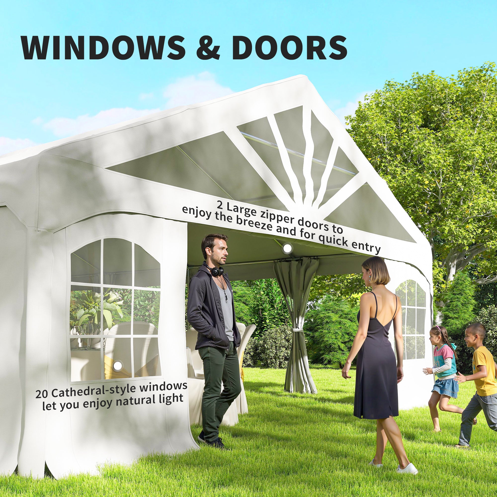 Heavy Duty Party Tent, 20' x 40' Large Sun Shade Canopy Tent for Parties, Wedding, Events, BBQ Grill, White
