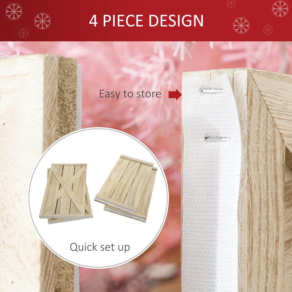28" Farmhouse Christmas Tree Base Cover Wooden Christmas Tree Collar Box Home Decoration Light Distressed Wood Finish