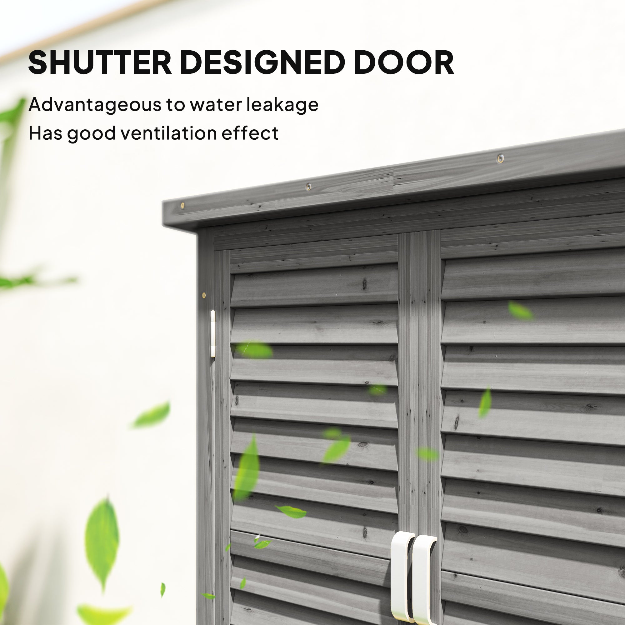Wooden Garden Storage Shed Kit Wood Garage Tool Organisation Cabinet with 2 Door , 34" x 18" x 38", Grey