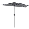 Half Outdoor Patio Umbrella with Solar LED Lights Half Umbrella with Crank 9ft Dark Grey