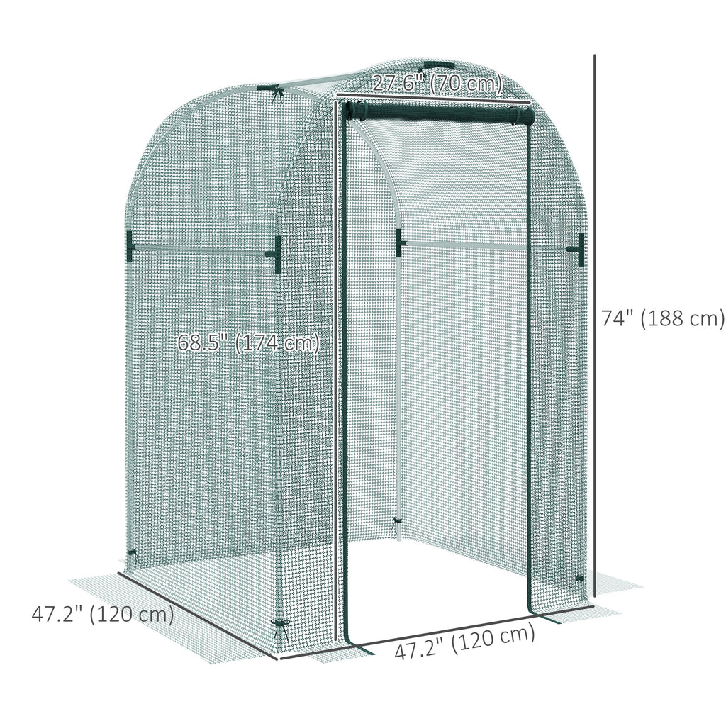 Galvanized Steel Crop Cage, Plant Protection Tent with Zippered Door, 4' x 4', Green