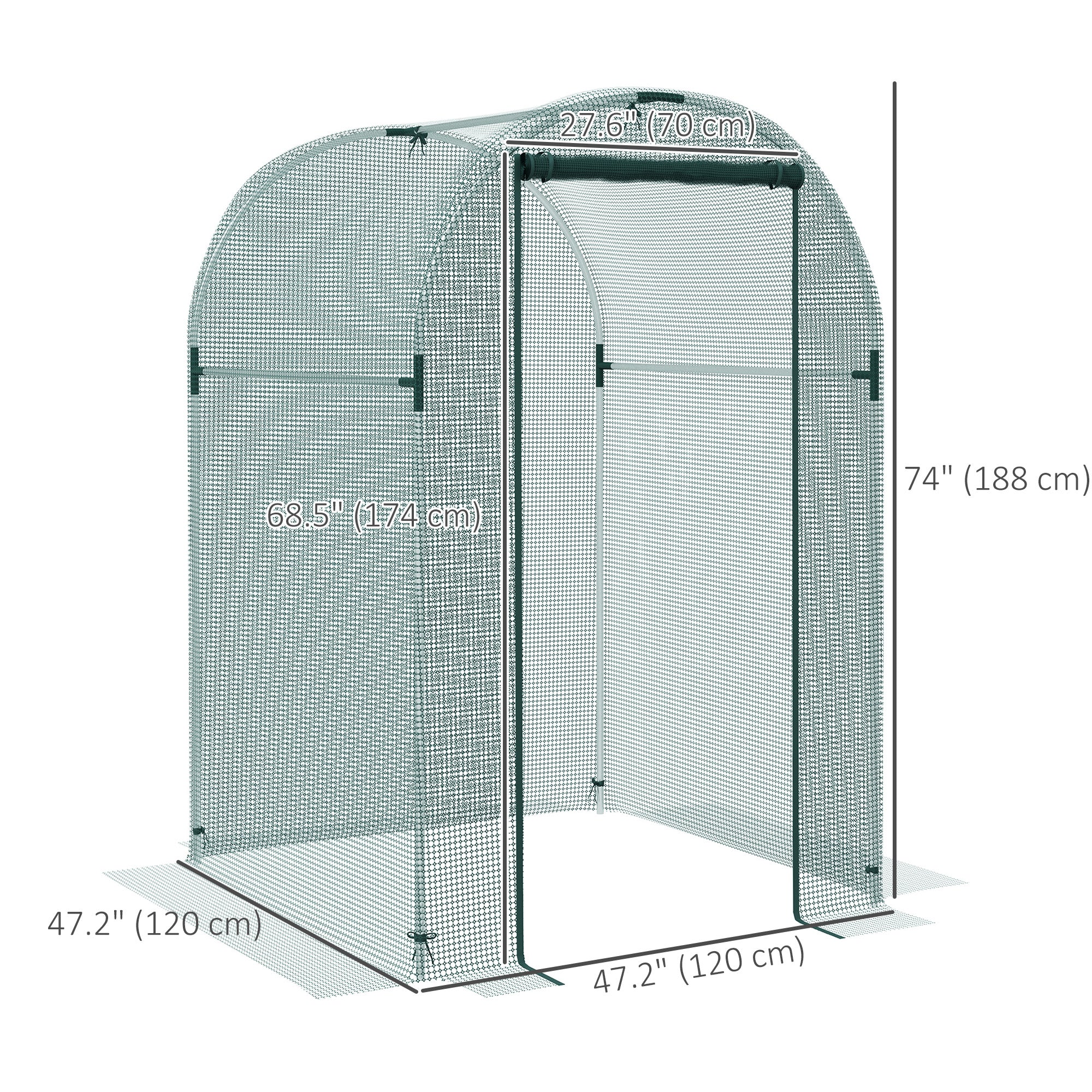 Galvanized Steel Crop Cage, Plant Protection Tent with Zippered Door, 4' x 4', Green