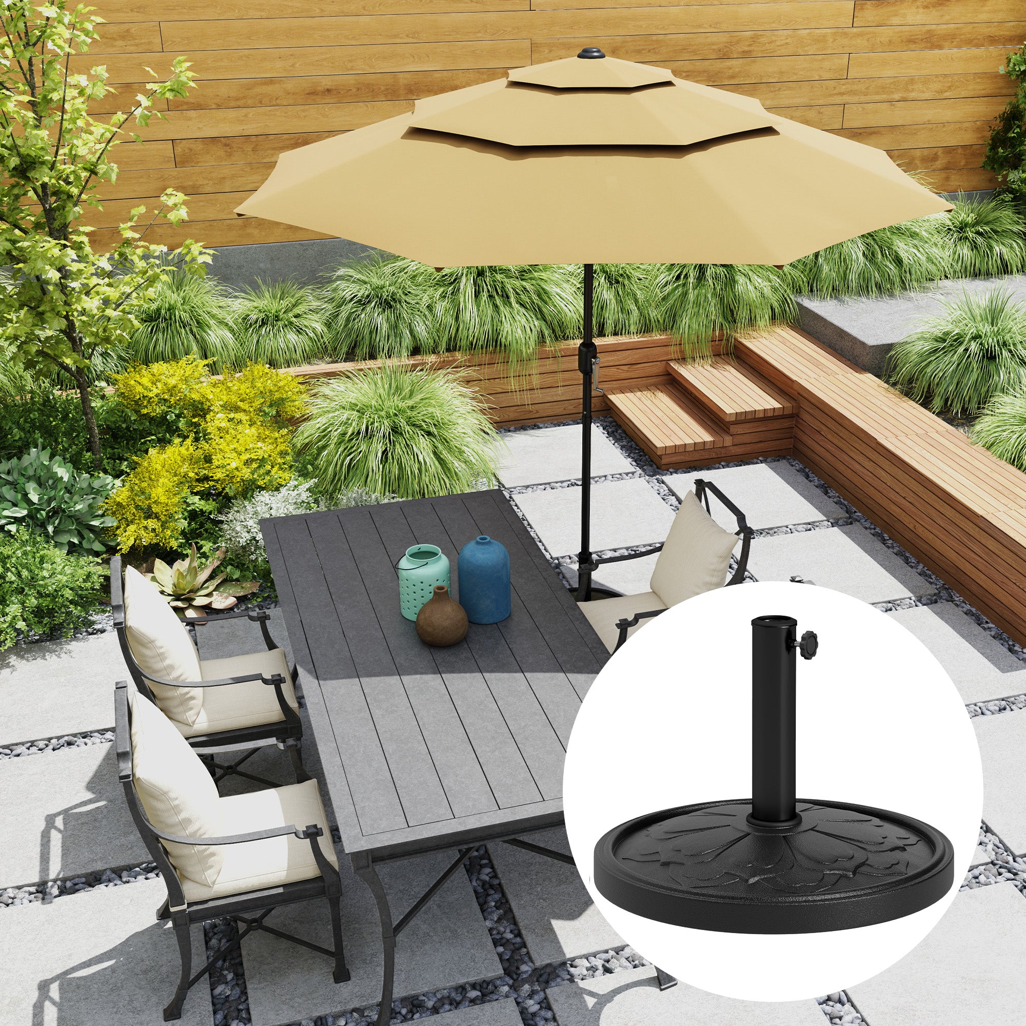 26 lbs Resin Round Patio Umbrella Base, Umbrella Stand Base, Outdoor Umbrella Stand for Outdoor, Lawn, Poolside