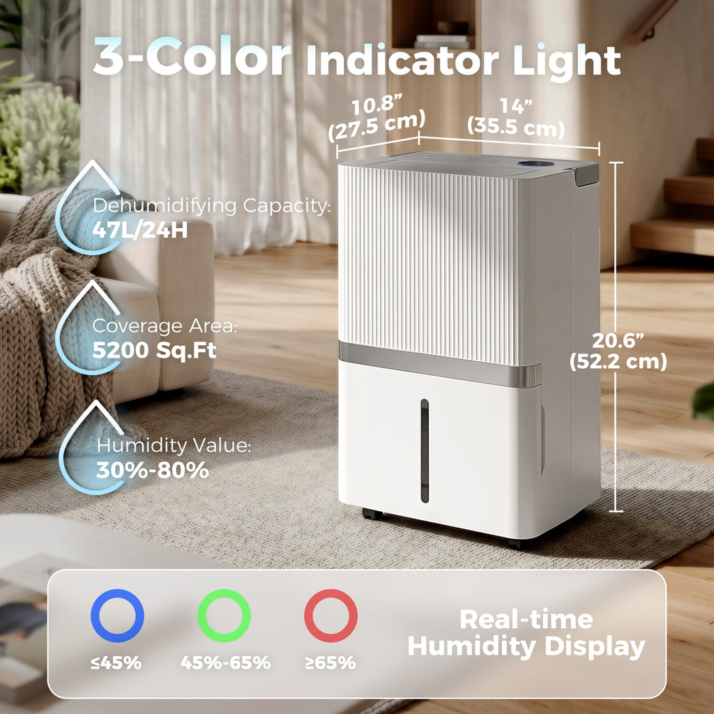 100 Pint Smart Dehumidifier, 5,200 Sq. Ft., WiFi Large Dehumidifier with App, Alexa, Google Voice Control, Drain Hose