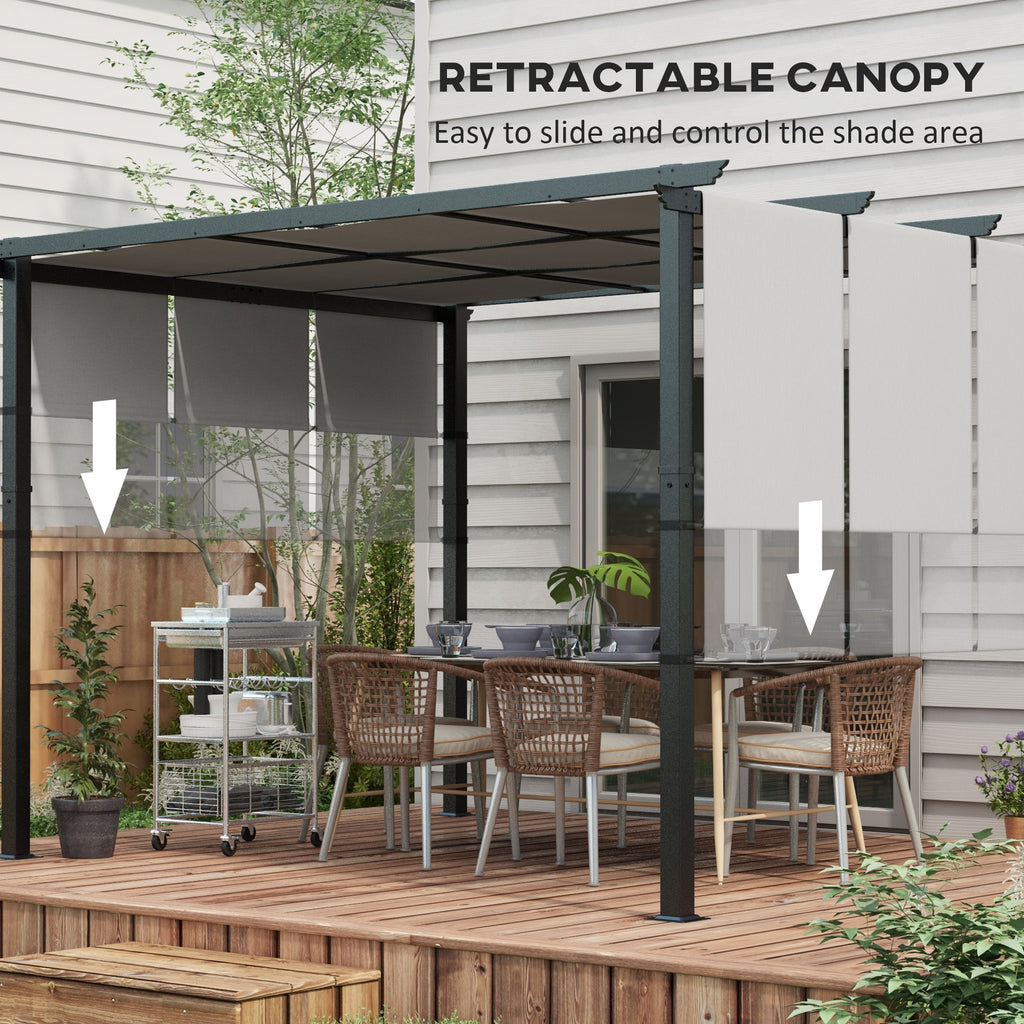 10' x 12' Metal Pergola, Outdoor Pergola with Retractable Canopy, for Garden, Patio, Backyard, Deck