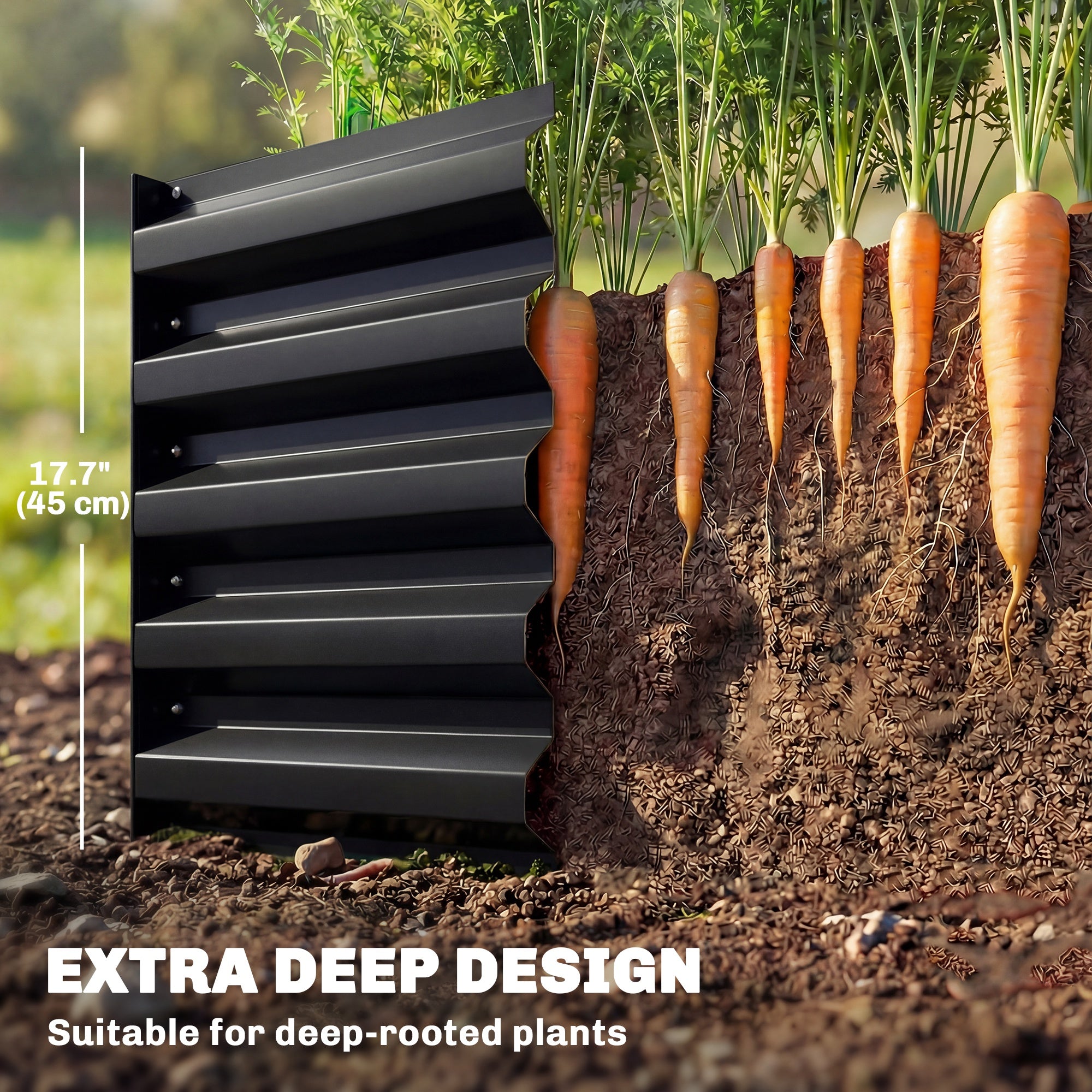 8 x 2.6 x 1.5ft Galvanized Raised Garden Bed, Reinforced Outdoor Planter Box with Open Bottom, Black