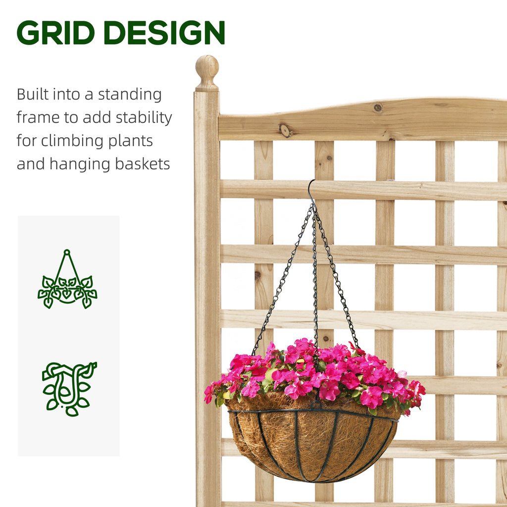 Raised Garden Bed with Trellis, Wood Planter Box for Garden, Free Standing Flower Bed, 25.2" x 11" x 47.2" Natural Wood