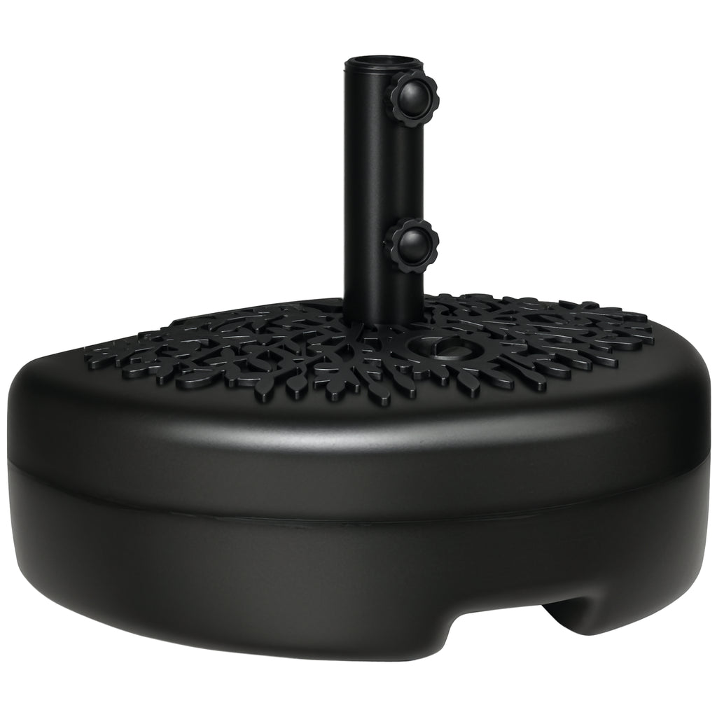 Plastic Half Round Umbrella Base, Sand or Water Filled Half Patio Umbrella Stand Holder 40lb Water or 46lb Sand, Black