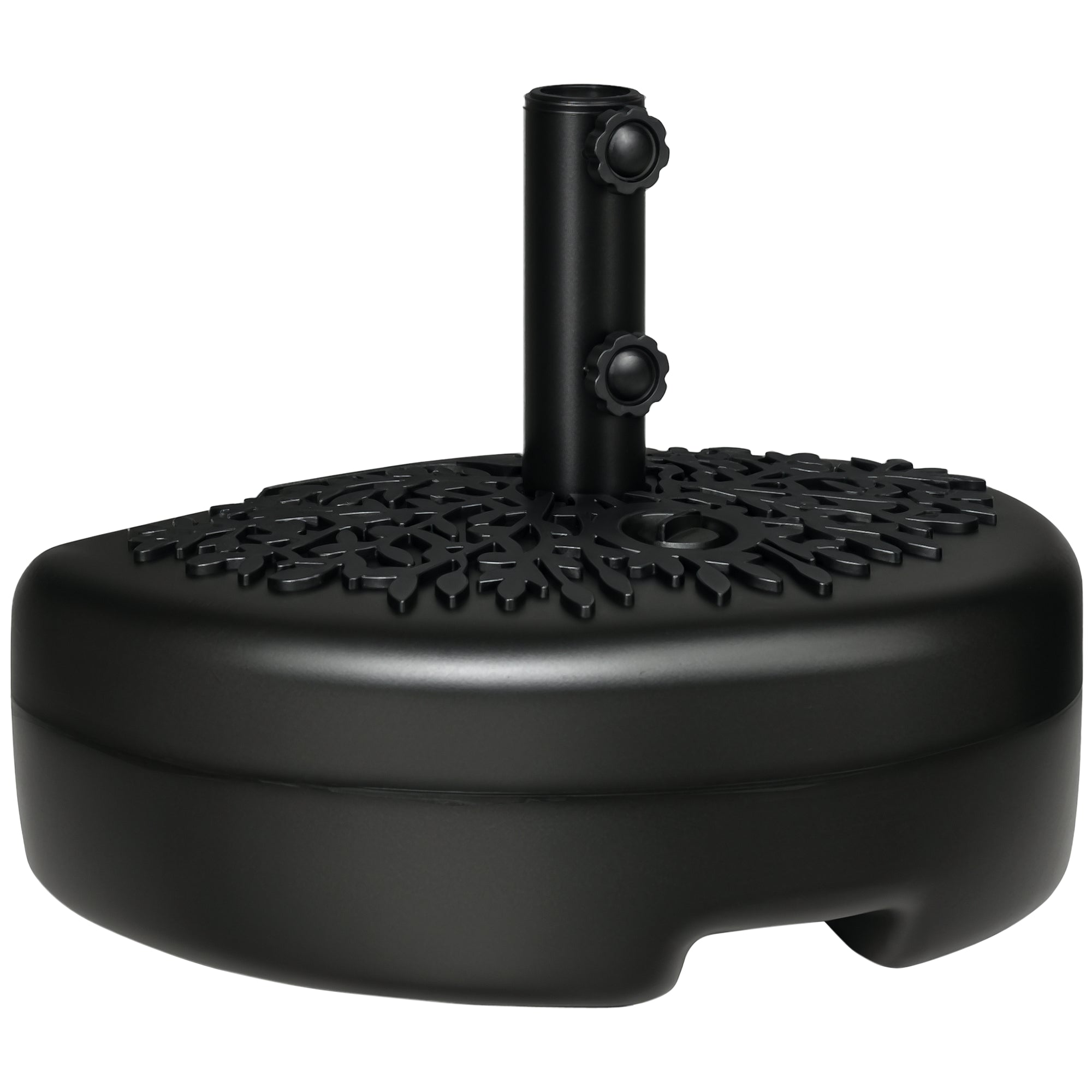 Plastic Half Round Umbrella Base, Sand or Water Filled Half Patio Umbrella Stand Holder 40lb Water or 46lb Sand, Black