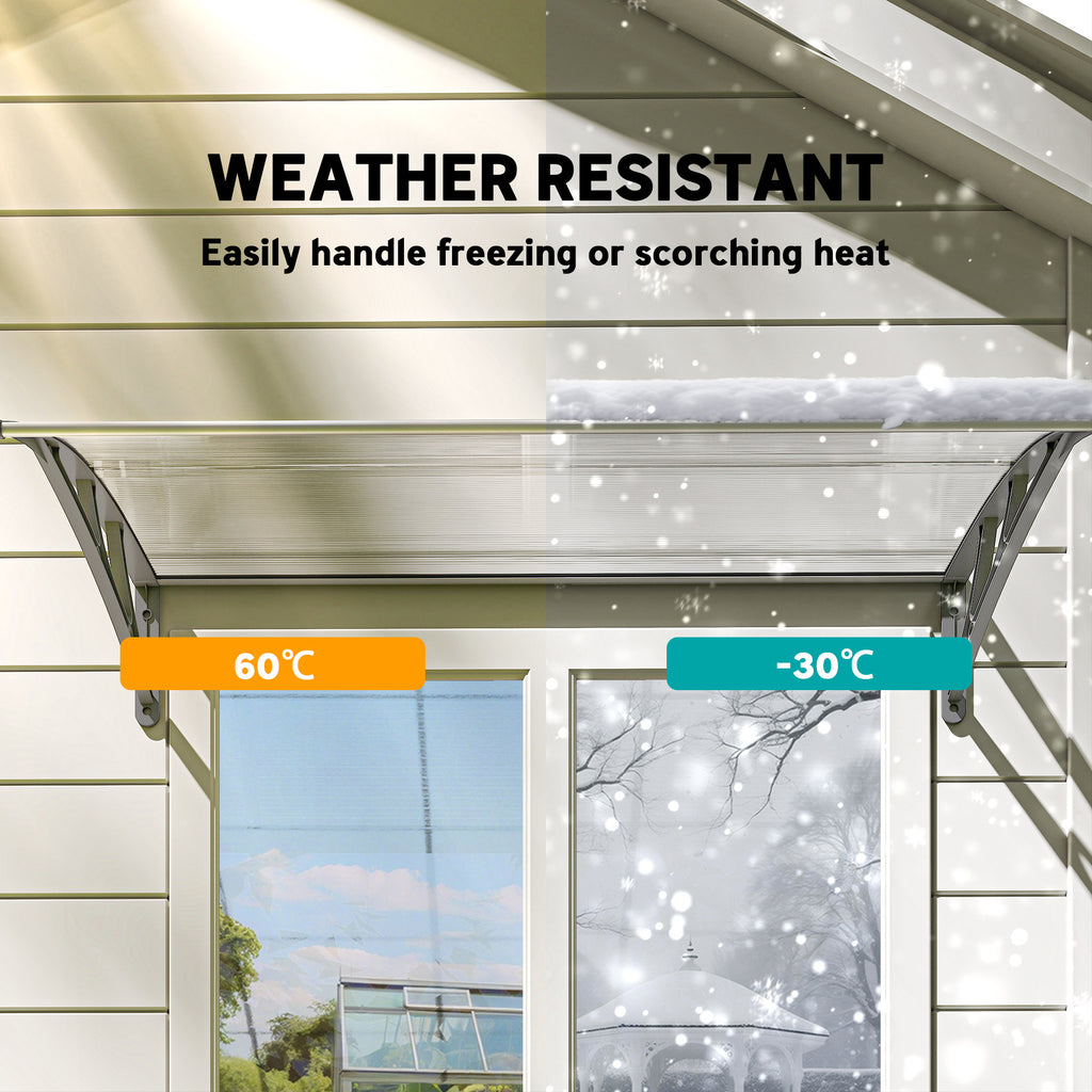 Window Awning Door Canopy, Polycarbonate Front Door Outdoor Patio Cover, Sun Shelter, Hollow Sheet, 43.3" x 23.6", Clear