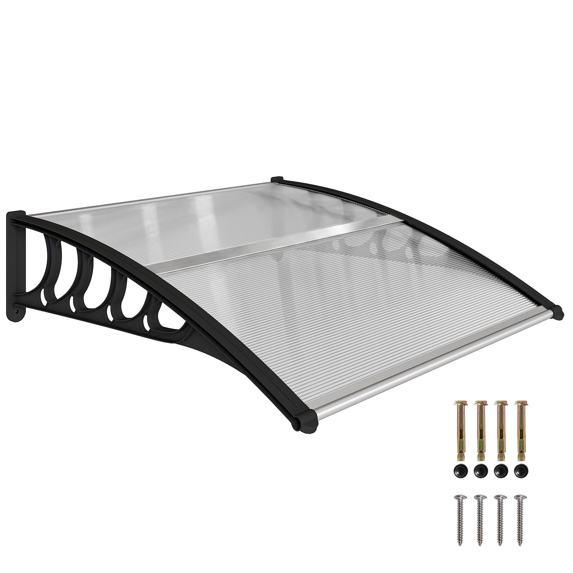 Awning Door Canopy, 40.6" x 38" Polycarbonate Front Door Outdoor Patio Cover with Hollow Sheet for UV Protection, Clear