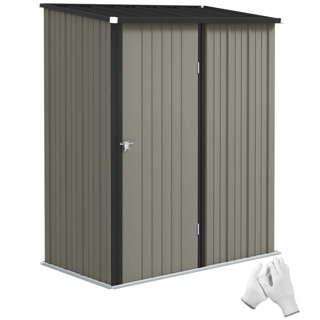 5' x 3' Outdoor Storage Shed, Steel Garden Shed with Single Lockable Door, Tool Storage Shed for Backyard, Grey