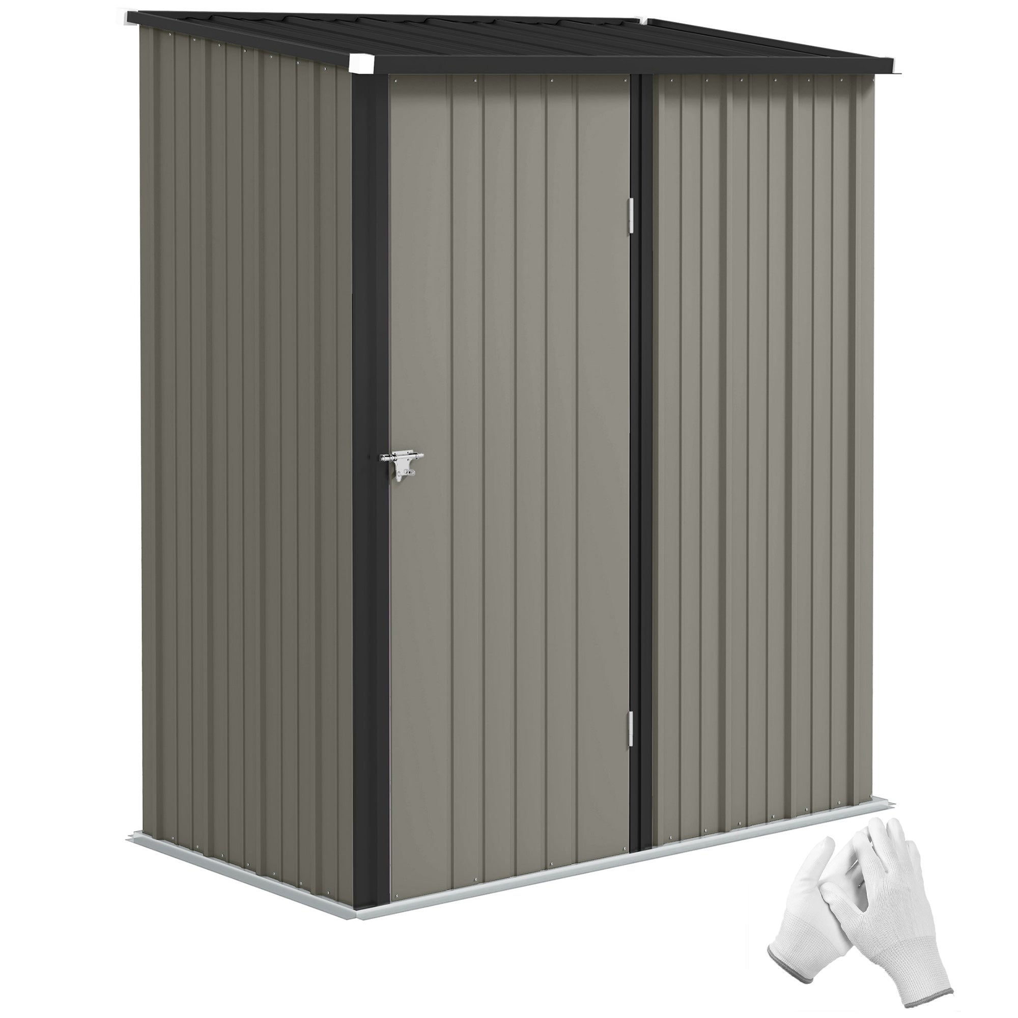 5' x 3' Outdoor Storage Shed, Steel Garden Shed with Single Lockable Door, Tool Storage Shed for Backyard, Grey