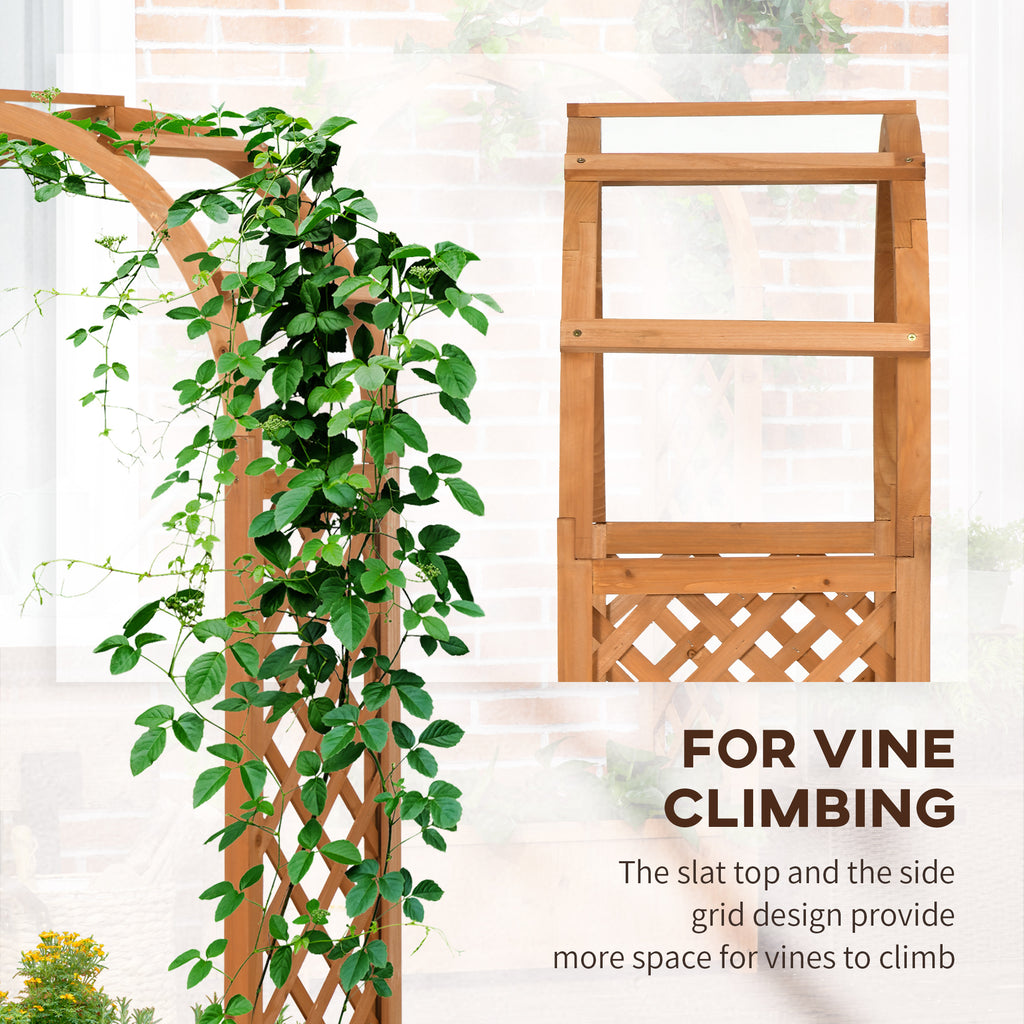 Raised Garden Bed with Arch Trellis, Freestanding Outdoor Planter Box for Vine Climbing Plant Flower Herb, Brown