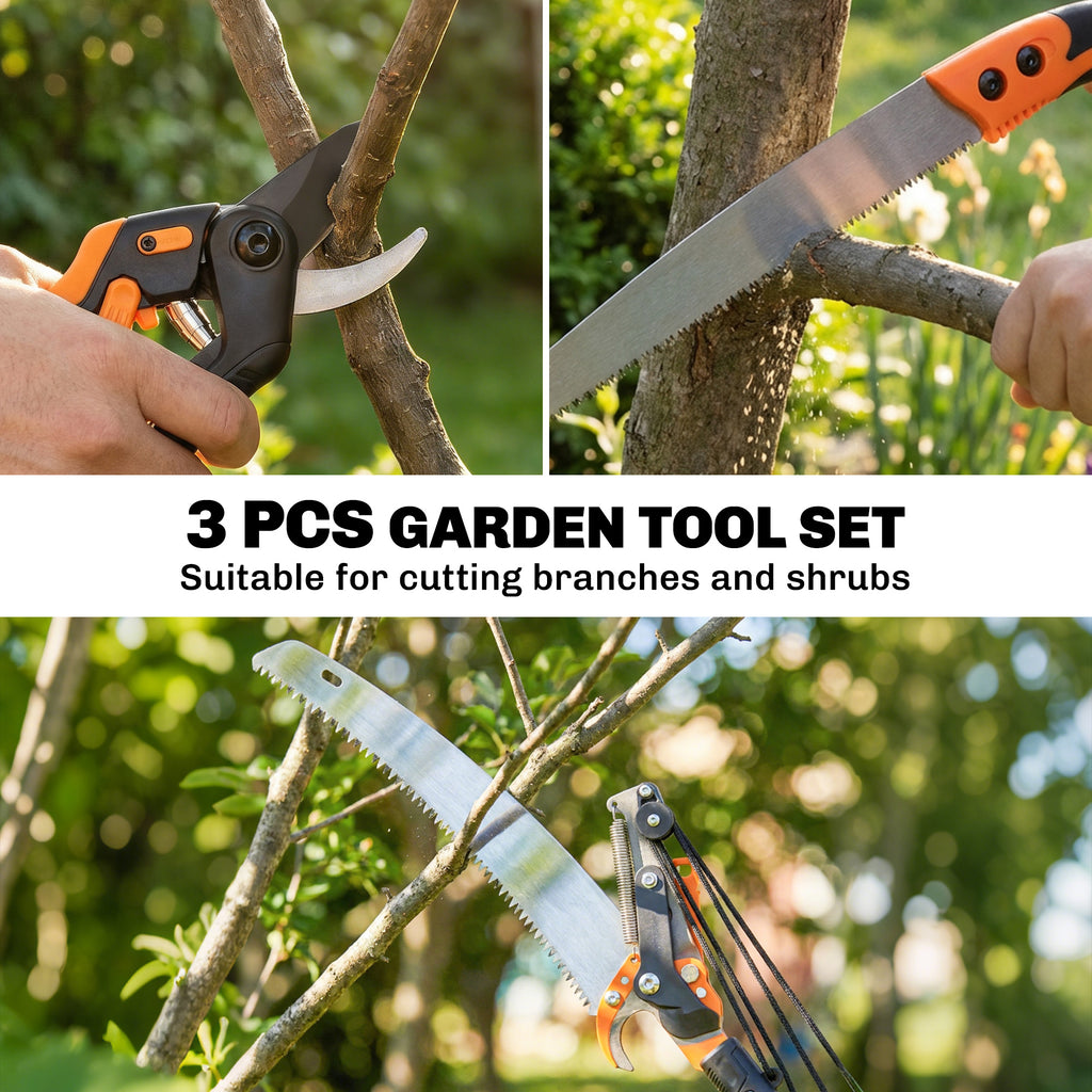 2-In-1 Manual Pole Saw, Hand Pruning Saw, Secateurs with Safety Lock, 6.5ft Aluminium Telescopic Pole Pruner