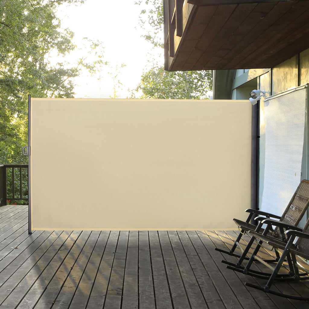 118" x 79" Retractable Side Awning Patio Outdoor Folding Privacy Screen with Resistance to UV Rays & Wind, Cream White