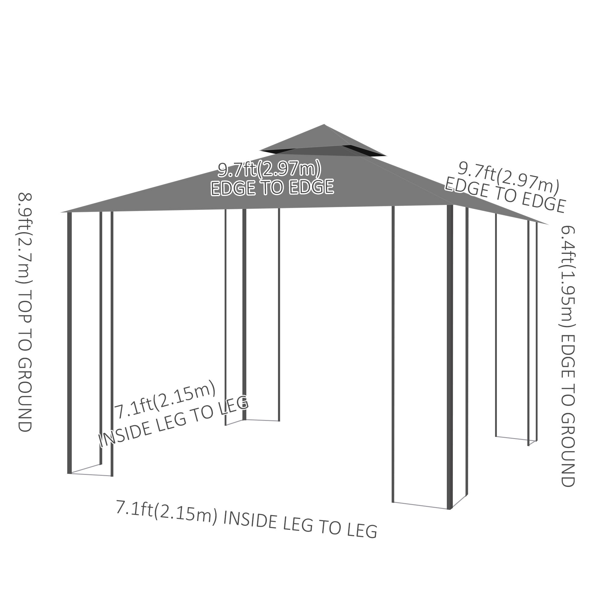 10'x10' Garden Gazebo Patio Canopy Portable Party Event Backyard w/ Mosquito Netting Grey