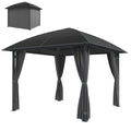 10' x 10' Outdoor Hardtop Gazebo Canopy withÂ UV60+ Polycarbonate Roof, Steel Frame, Central Hook,Â Curtains, Light Grey