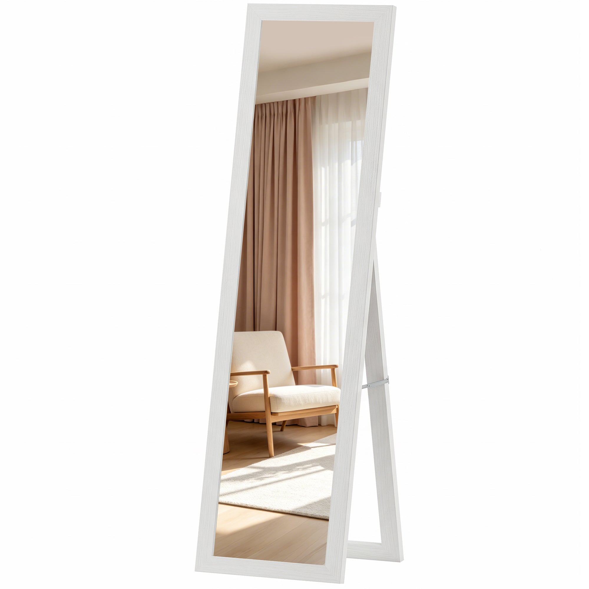 15" x 62" Full Length Mirror for Bedroom, Free Standing Dressing Mirror, Wall Mirror for Living Room, White