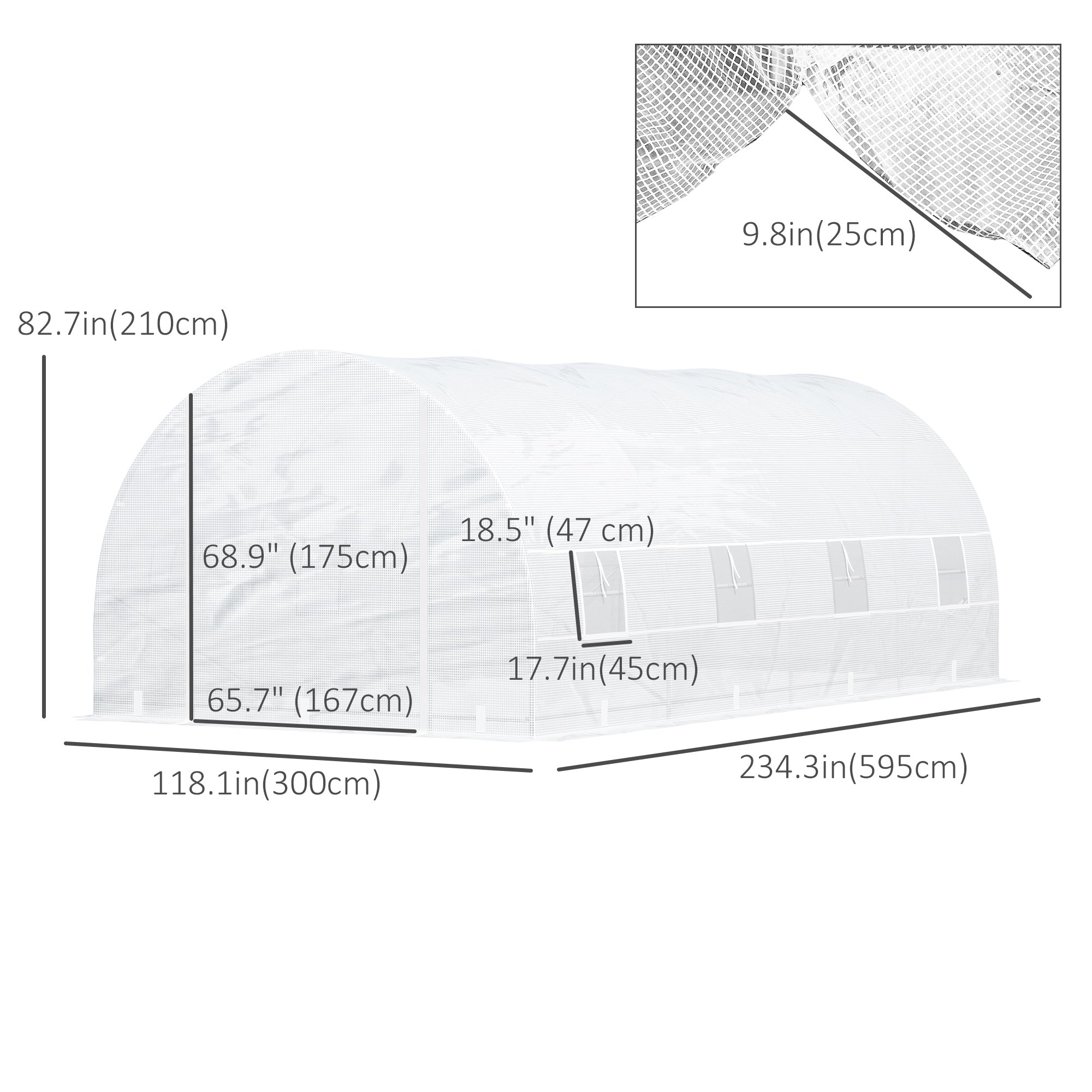 20x10x7ft Heavy Duty Tunnel Walk-in Greenhouse Outdoor Backyard Seed Plant Vegetables Grow Warm House White