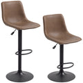 Adjustable Counter Height Bar Stools Set of 2, 360Â° Swivel Kitchen Counter Stools Dining Chairs with Backs, Vintage Leather, Brown
