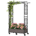 Raised Garden Bed with Arch Trellis, Raised Bed for Garden on Wheels with Side Trellis for Climbing Plants, Flowers