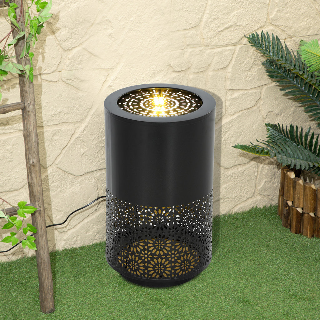 21" Tall Garden Waterfall Fountain with LED Lights, Outdoor Water Fountain Water Feature with Adjustable Flow, Black