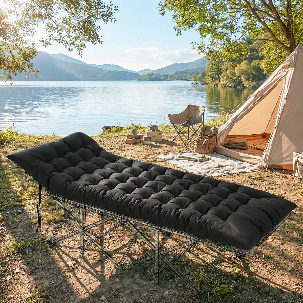 Sleeping Mat, Camping Mat Pad with Elastic Straps, Black