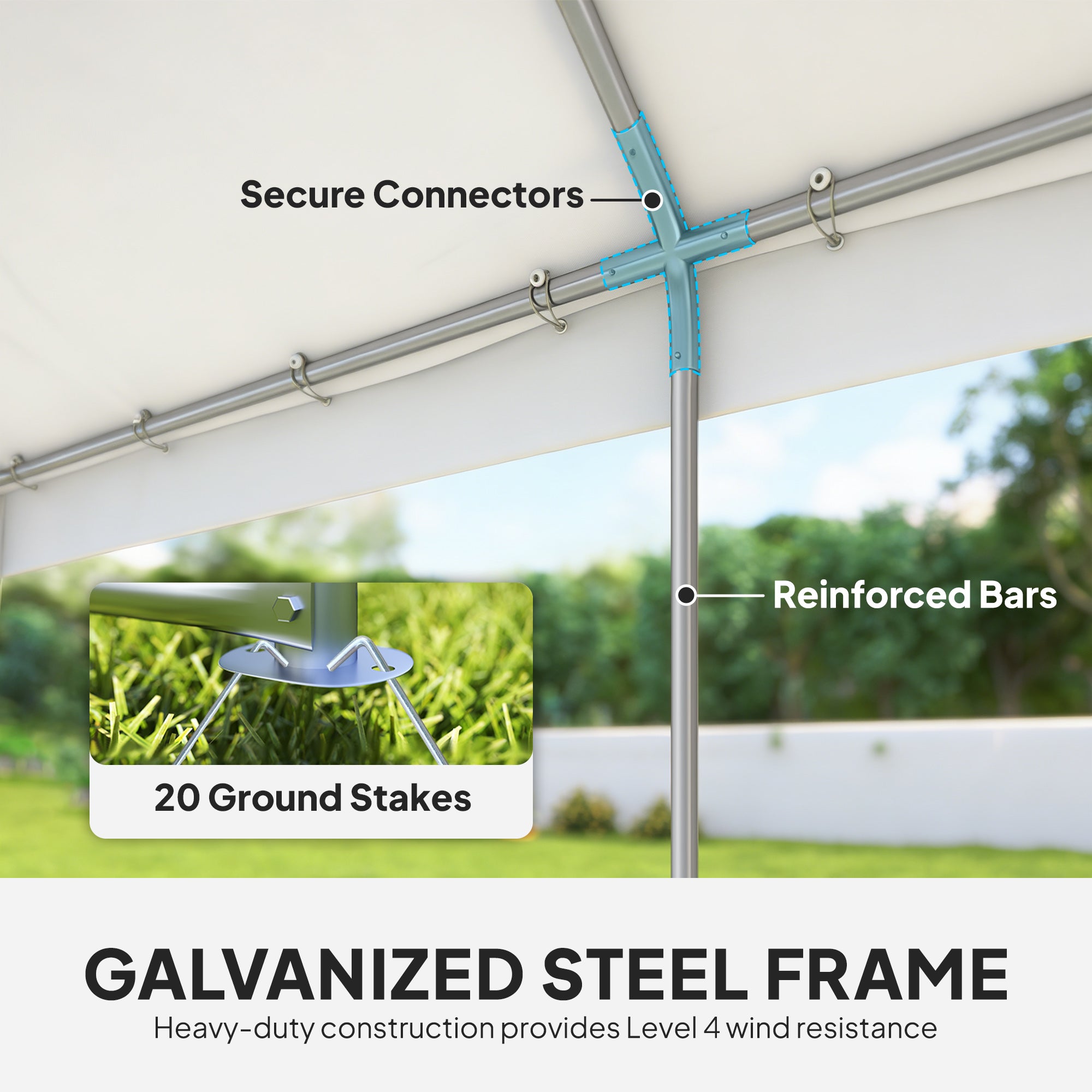 20' x 13' Party Tent, Heavy Duty Gazebo Canopy with Windows, Outdoor Party Wedding Tent with 4 Removable Sidewalls White