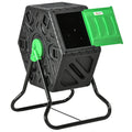 Rotating Composter, Compost Bin with 24 Vents and Steel Legs, 17 Gallon, Green