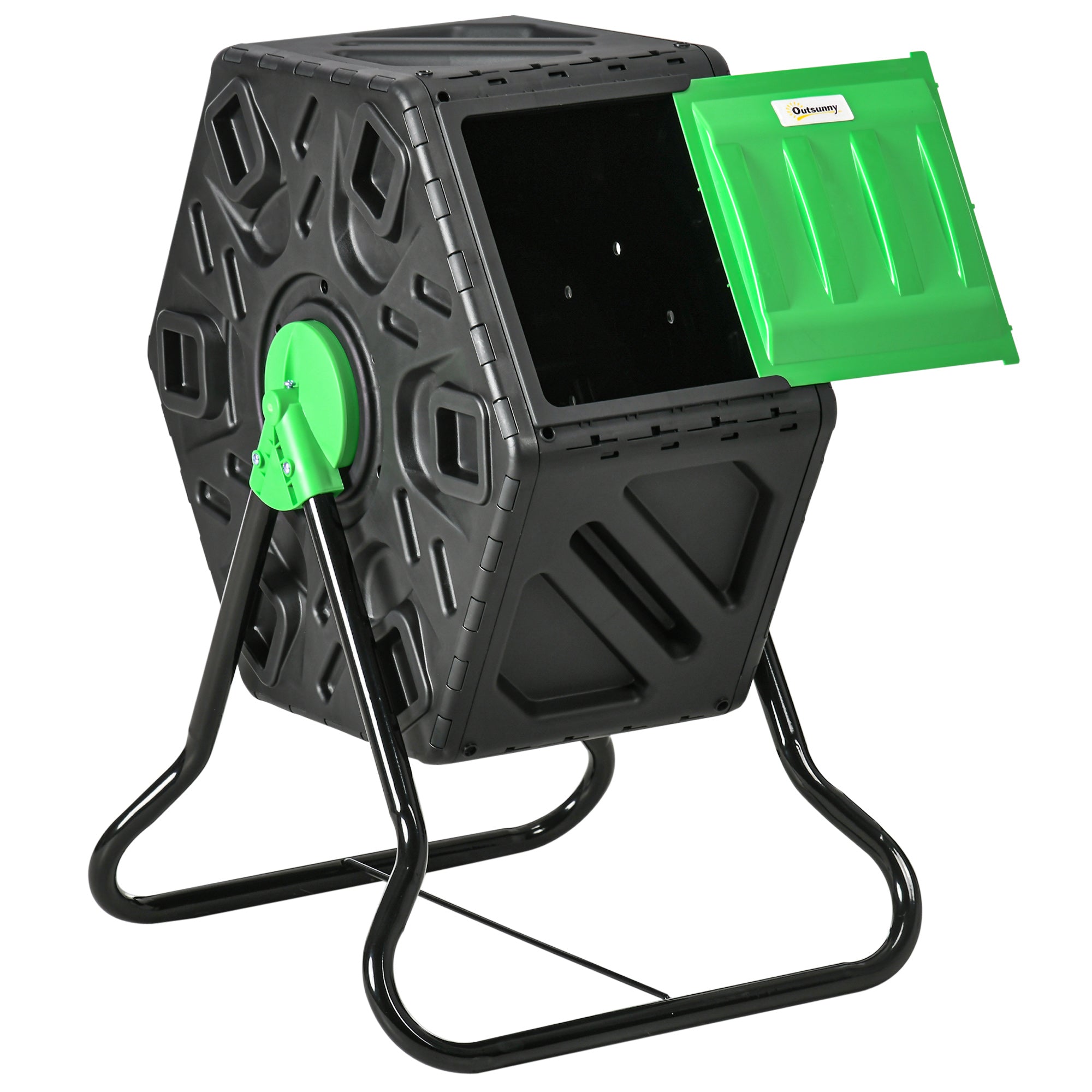 Rotating Composter, Compost Bin with 24 Vents and Steel Legs, 17 Gallon, Green